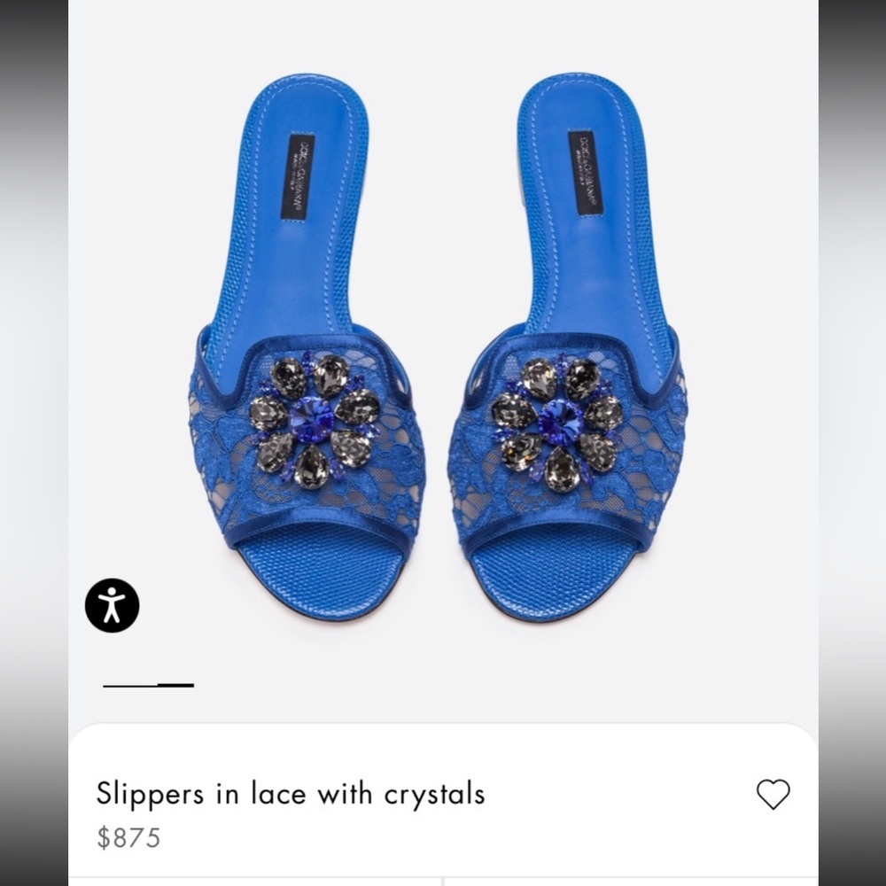 Dolce & Gabbana Blue Satin Crystal Slippers